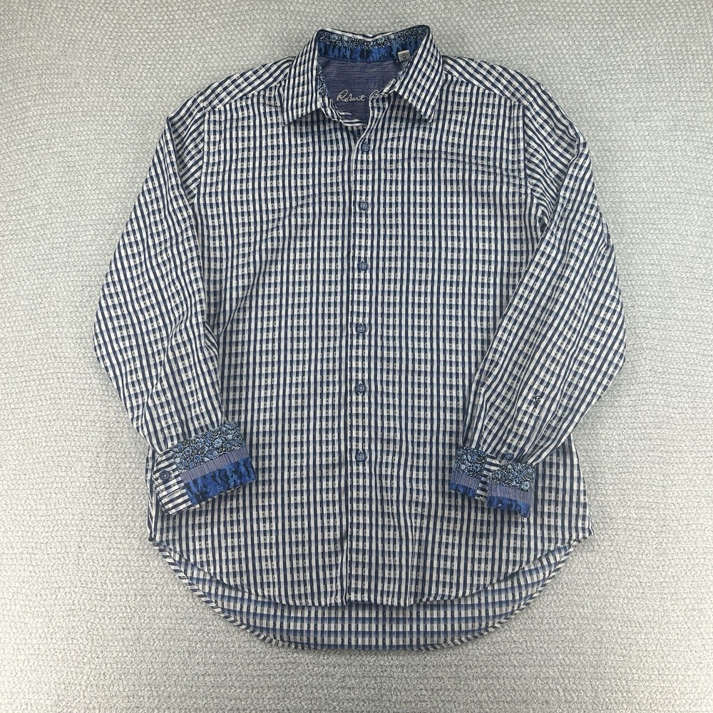 Robert Graham Shirt Mens Medium Plaid Flip Cuff Classic Fit Western‎ Rockabilly